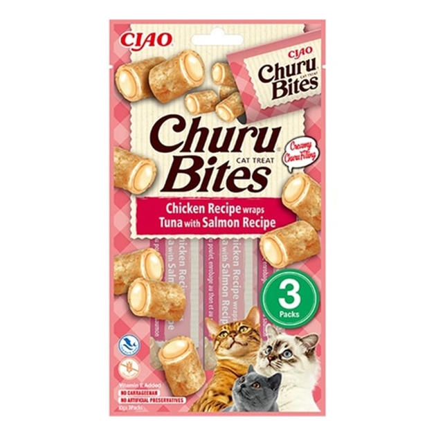 Ciao Churu Bites Tavuk Sargılı Ton Balıklı ve Somonlu Kedi Ödül Maması 3x10 gr
