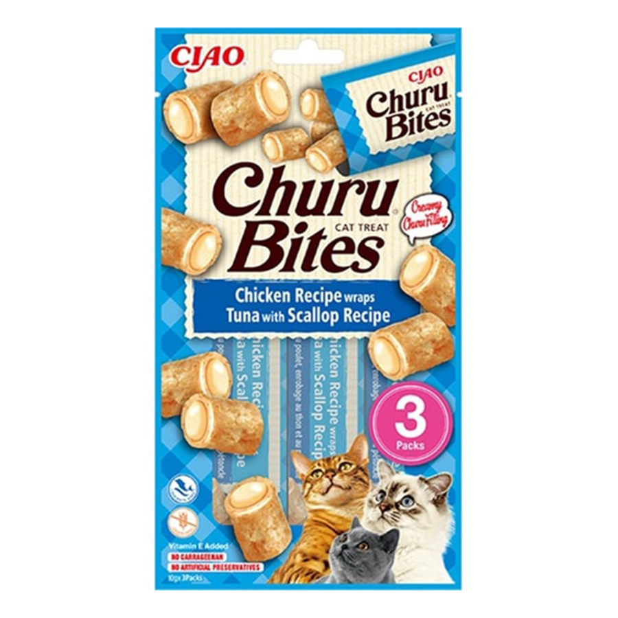 Ciao Churu Bites Tavuk Sargılı Deniz Taraklı ve Ton Balıklı Kedi Ödül Maması 3x10 gr