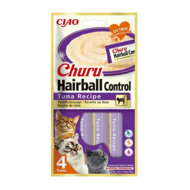Ciao Churu Hairball Tüy Yumağı Kontrollü Ton Balıklı Kedi Ödül Maması 4x14 gr