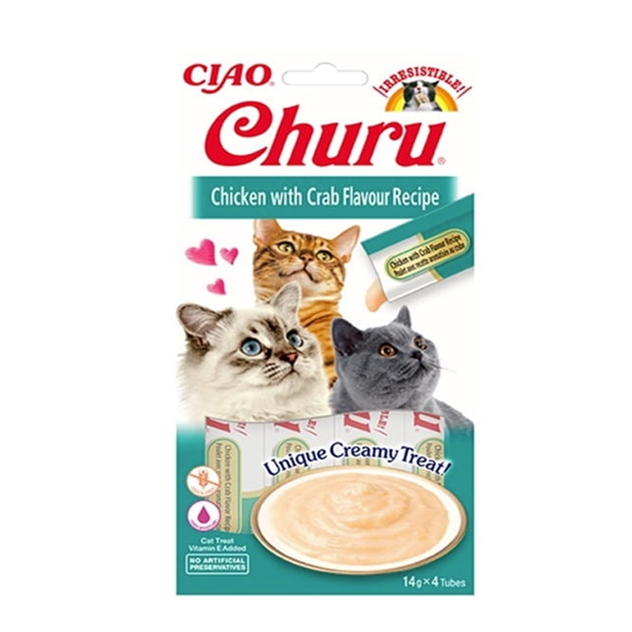 Ciao Churu Cream Tavuklu ve Yengeçli Kedi Ödül Kreması 4x14 gr