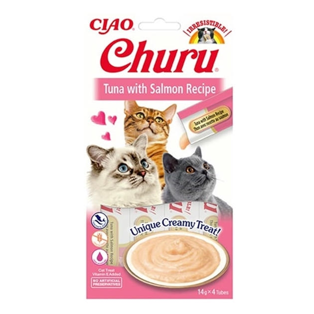 Ciao Churu Cream Ton Balıklı ve Somonlu Kedi Ödül Kreması 4x14 gr