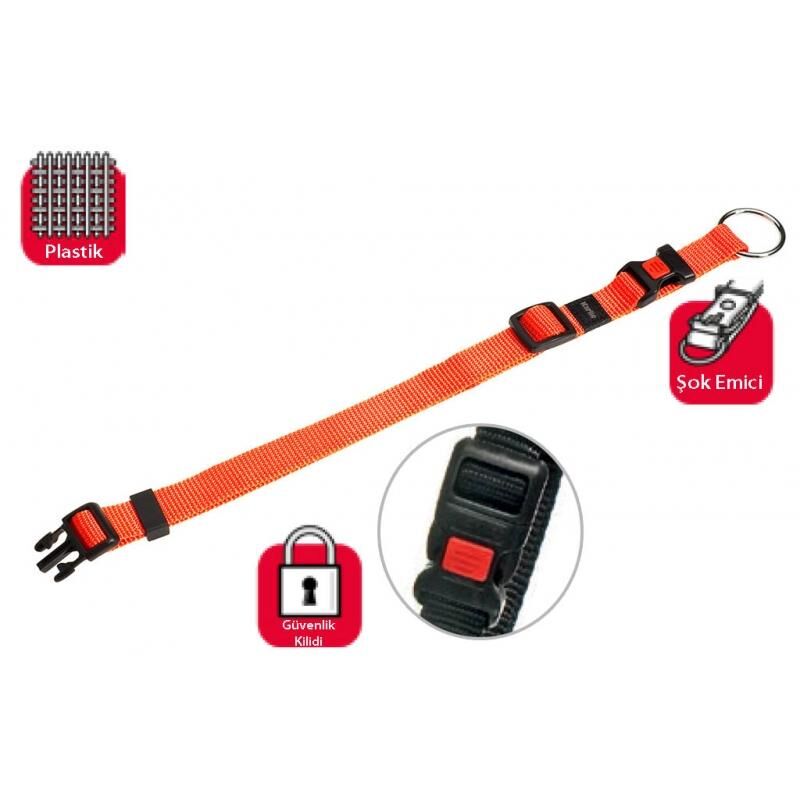 Karlie Kilitli Köpek Boyun Tasması 45-65cm/25mm Turuncu Large