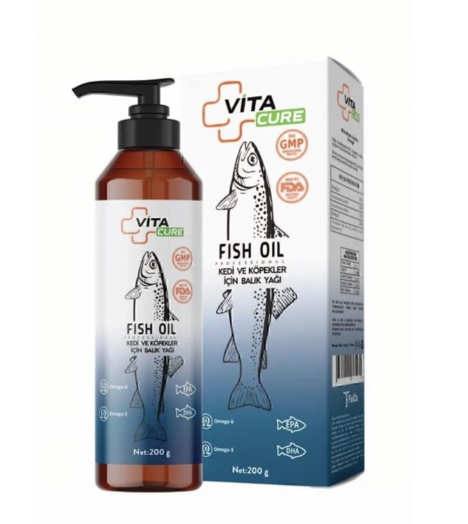 VitaCure Kedi ve Köpekler İçin Omega3 Omega6 Balık Yağı 200 ml