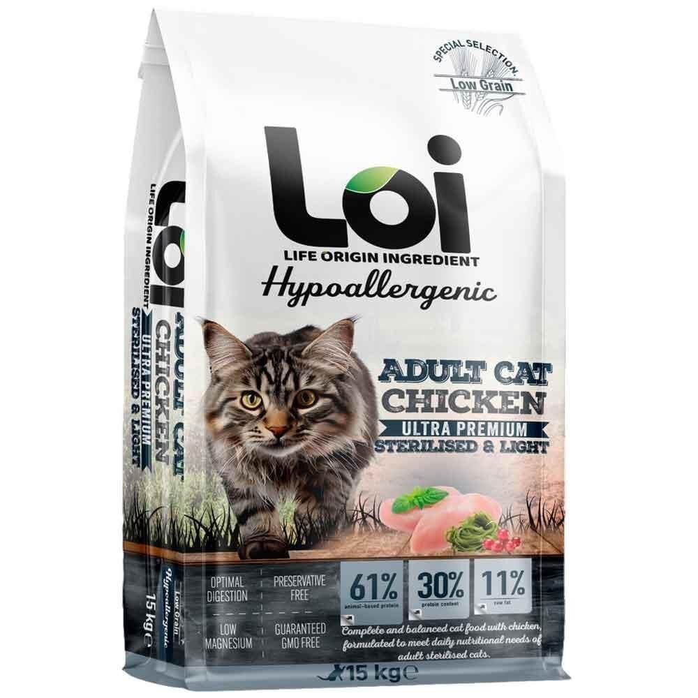 Loi Hipoalerjenik Kısırlaştırılmış Tavuklu Kedi Maması 15 Kg