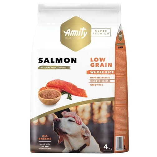 Amity Süper Premium HYPO-ALLERGENIC Somonlu Düşük Tahıllı Yetişkin Köpek Maması 4KG