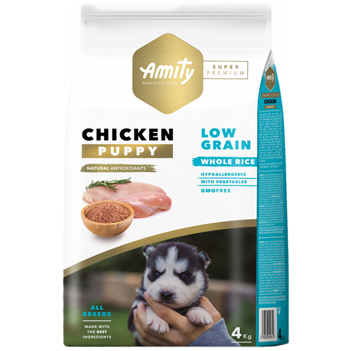 Amity Süper Premium Düşük Tahıllı Tavuklu Yavru Köpek Maması 4KG