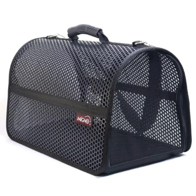 Migno Voyager Fileli Kedi Köpek Taşıma Çantası Siyah (46x30x27 cm)