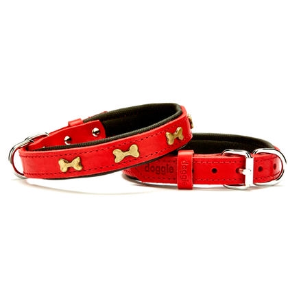 Doggie Yumuşak Dokulu Kemik Süslü Köpek Boyun Tasması Kırmızı SBT-2062 S