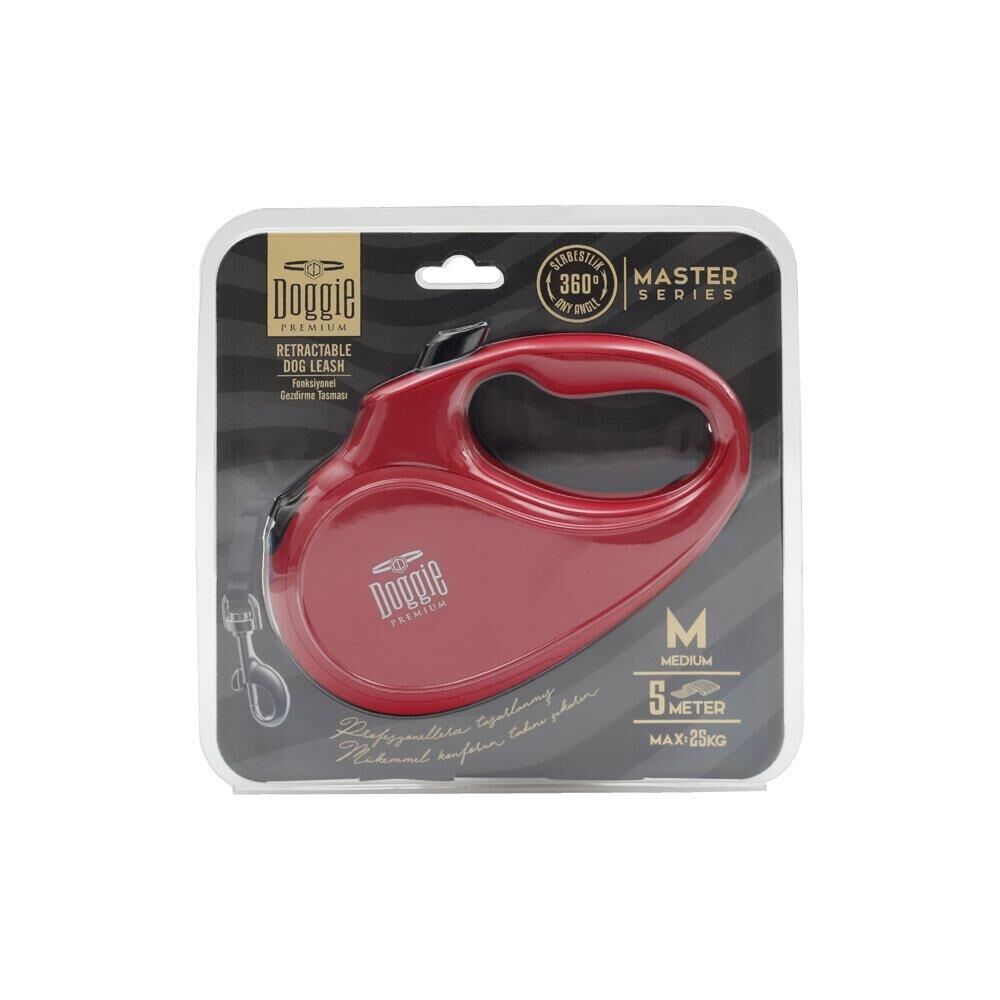 Doggie Otomatik Uzatma Tasması Master Seri Kırmızı 25Kg/5Mt