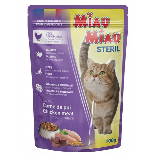 Miau Miau Sterilised Tavuklu Kısır Kedi Konservesi 100gr