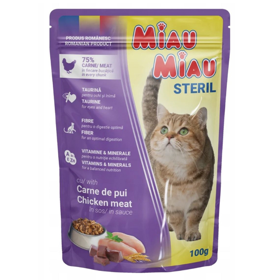 Miau Miau Sterilised Tavuklu Kısır Kedi Konservesi 100gr