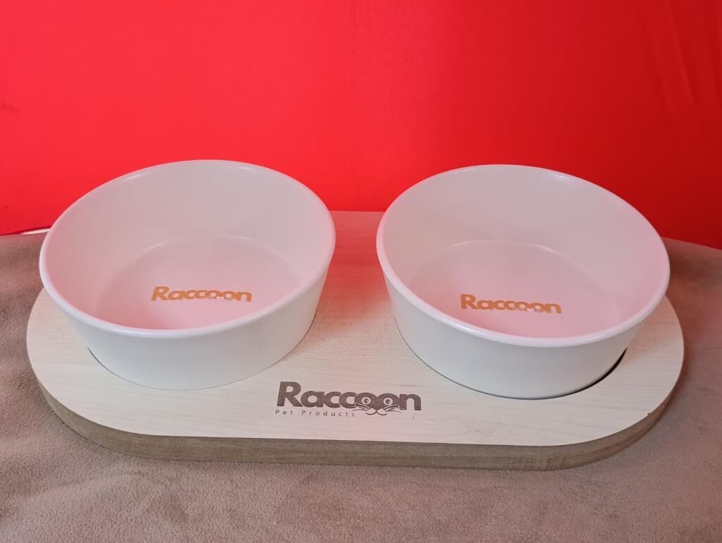 Raccoon Zeus İkili Seramik Mama Kabı 13 Cm BEYAZ