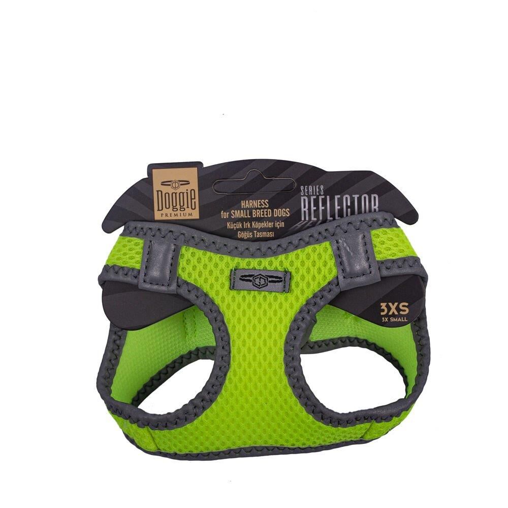 Doggie Havalı Dokuma Reflektör Serisi Küçük Irk Göğüs Tasması Sarı 3Xs-22-26Cm