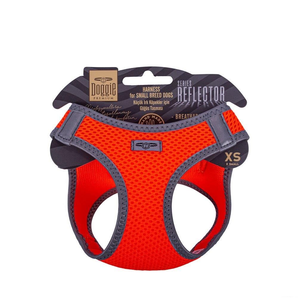 Doggie Havalı Dokuma Reflektör Serisi Küçük Irk Göğüs Tasması Turuncu Xs-30-34Cm
