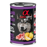 Alpha Spirit Kuzulu (93) ve Armutlu Tahılsız Yetişkin Köpek Konservesi 400 gr