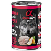 Alpha Spirit Hindili (93) ve Armutlu Tahılsız Yetişkin Köpek Konservesi 400 gr