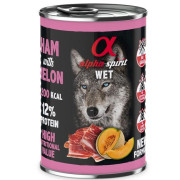 Alpha Spirit Domuzlu (53), Jambonlu (40) ve Kavunlu Tahılsız Yetişkin Köpek Konservesi 400 gr