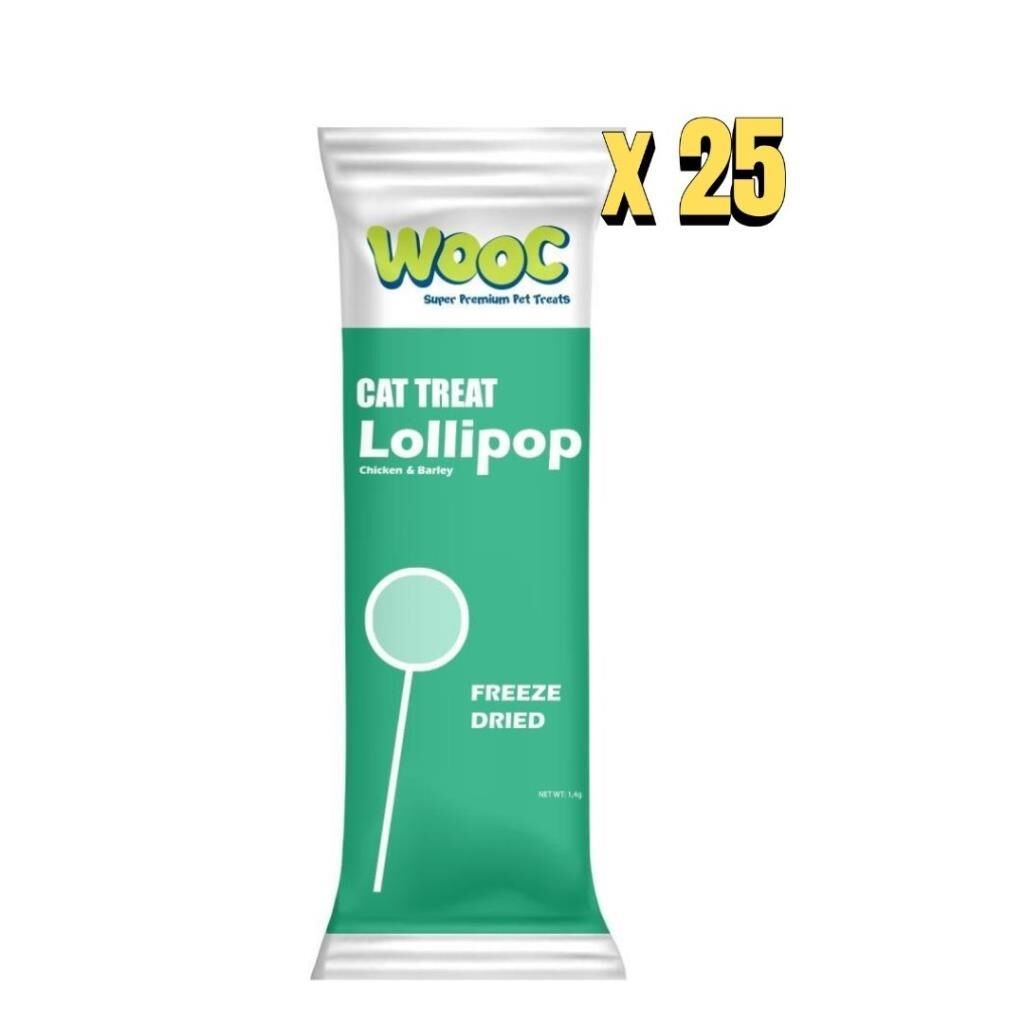 Wooc Lolipop Tavuk ve Arpa Aromalı Kedi Ödülü 1.4 Gr – 25’li Paket