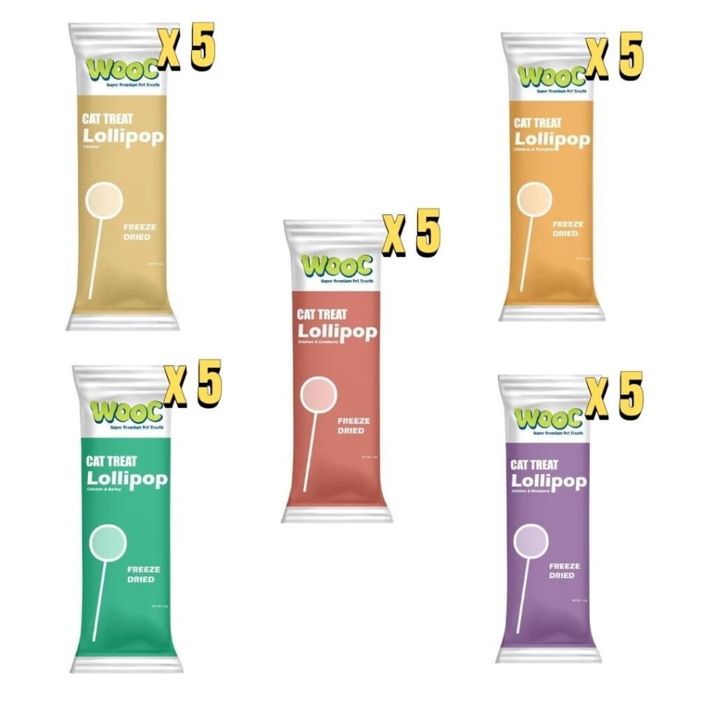 Wooc Lolipop Karışık Kedi Ödül Maması Çeşit 1,4 - 25'li Karışık Paket