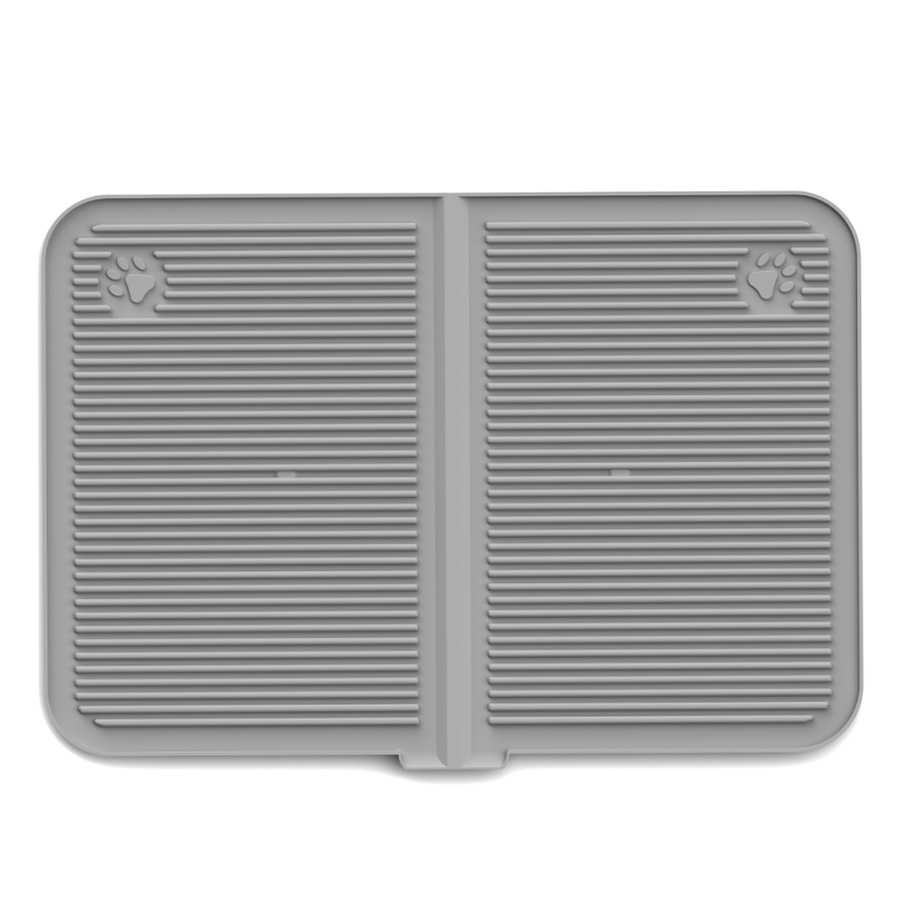 Silikon Kum ve Mama Matı Havuzlu Yıkanabilir Paspası Gri 40x60