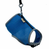 Cattie Havalı Kumaş Kedi Göğüs ve Gezdirme Tasma Takımı 25-30 Cm Mavi