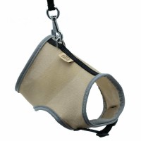 Cattie Havalı Kumaş Kedi Göğüs ve Gezdirme Tasma Takımı 25-30 Cm Bej