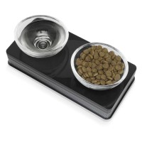Hagen Catit Cam Kaseli Kedi Köpek Mama ve Su Kabı 200 ml x 2 Siyah 