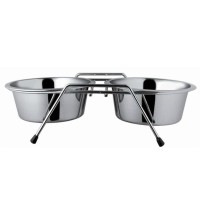 EuroDog Ayaklı İkili Krom Kaplı Mama Kabı Çap 25 Cm 2800 Ml