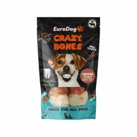 EuroDog Crazy Bones Diş Sağlığı için Düğümlü Tavuk Sargılı Köpek Ödül Maması 100gr 11cm (2'li)