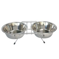 EuroDog Ayaklı İkili Krom Kaplı Mama Kabı 11 CM