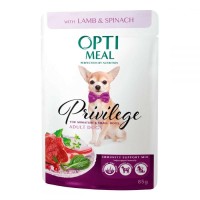 OptiMeal Tahılsız Kuzu Etli & Ispanaklı Küçük Irk Köpek Konservesi 85g