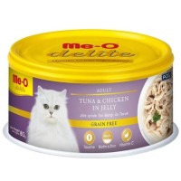 Me-O Delite Jöle İçinde Ton Balıklı ve Tavuklu Tahılsız Yetişkin Kedi Konservesi 80gr
