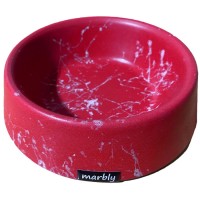 Migno Kedi-Köpek Mama-Su Kabı Mermer (Kırmızı-Beyaz) 16 oz