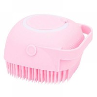 Exquisite Silikon Banyo Fırçası (Şampuan Hazneli) Pembe 8.8x8x5.7 cm
