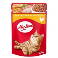 My Love کیسه غذای گربه با گوشت مرغ در سس 100 Gr