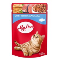 My Love کیسه غذای گربه با گوشت ماهی در سس 100 Gr