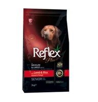 Reflex Plus Orta ve Büyük Irk +7 Yaş için Kuzulu Etli Yaşlı Köpek Maması 3kg