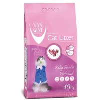 Vancat Bebek Pudrası Kokulu 10 KG Kalın Taneli Topaklanan Bentonit Kedi Kumu