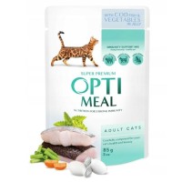 OptiMeal Pouch غذای مرطوب گربه با ماهی کاد و سبزیجات 85 گرم