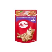 My Love کیسه خورش گوشت خرگوش و بوقلمون غذای گربه 100 Gr