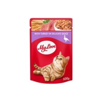 My Love کیسه ای غذای گربه با گوشت بوقلمون در سبوس دار 100 Gr