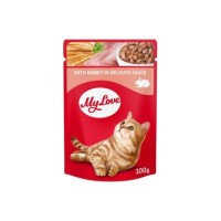 My Love کیسه غذای گربه با گوشت خرگوش در سس 100 Gr