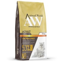 Animal World Hairball 15 Kg Tavuklu ve Pirinçli Yetişkin Kedi Maması