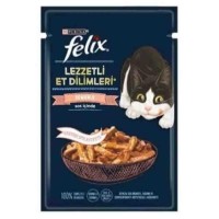 Felix Sos İçinde Somonlu Lezzetli Et Dilimleri Yetişkin Kedi Konservesi 80gr