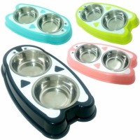 Nunbell Melamin Çelik Mama-Su Kabı İkili (Karışık Renklerde)