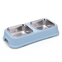 Nunbell Kedi Köpek İçin İkili Kare Melamin Çelik Mama Kabı 24 Cm