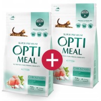 OptiMeal Kitten Düşük Tahıllı Tavuklu Yavru Kedi Maması 700+700 gr