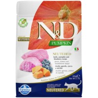 N&D Pumpkin Tahılsız Kuzulu, Balkabaklı ve Yaban Mersinli 300 g Kısırlaştırılmış Yetişkin Kedi Maması