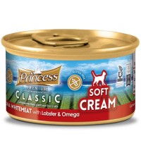 Princess Classic Soft Cream کرم مایع گربه بالغ با ماهی تن سفید امگا و خرچنگ 50gr