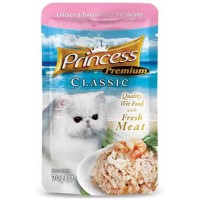Princess Classic Pouch غذای کنسروی گربه بالغ با مرغ و ماهی تن و میگو و برنج 70gr